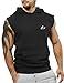 PAIZH Men's Bodybuilding Sleeveless Hoodies Gym Workout Hooded Tank Tops