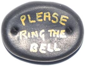 Cute Miniature Fairy Door Plaque "Please Ring The Bell" Black With Gold Wording Size 1"
