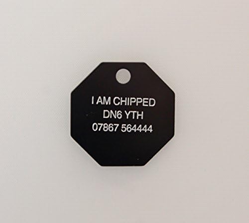 Pet ID Tag - Octogan Shaped Double Sided Engraved Tag - 28mm / 28mm 4 Colours (BLACK)