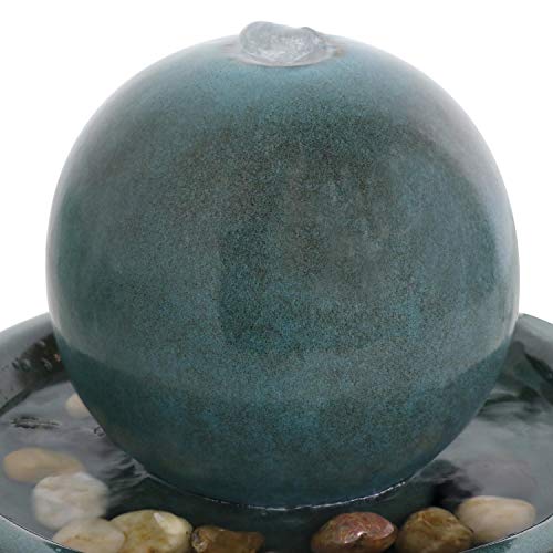 Sunnydaze Ceramic Tabletop Water Fountain with Orb Design Indoor Zen Desktop Relaxing Water
