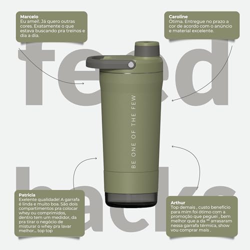 Coqueteleira Térmica ELLYM NUTRITION 600ml Com Compartimento Whey Inox Academia Profissional Shaker (Verde)