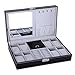 BASTUO Watch Box, 8 Jewelry Box Watch Display Case Organizer Jewelry Trey Storage Box Black PU Leather with Mirror and Lock