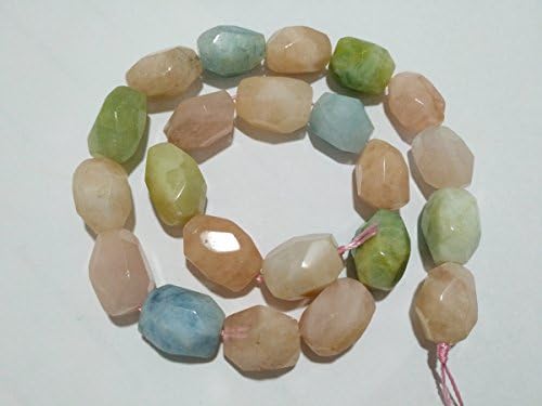 BEADIY-Natural Multi Morgnite Aquamarine Faceted Gemstone Nugget Beads Jewelry Pendant Making Accessory 16"string (13-18mm big)