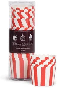 Paper Eskimo Baking Cups with Red Stripes, 25-Pack