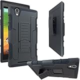 ZTE ZMAX Case, ATUS® ZTE ZMAX Z970 (T-Mobile / Boost Mobile) Armor Shock Proof Stand Cases with Swivel Belt Clip Cover + Free Ultra-sensitive Stylus Pen (Black/Black)