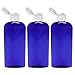 MoYo Natural Labs 8 oz Flip Cap Bottles, Empty Containers for Shampoo or Lotions, BPA Free PET Plastic Squeezable Toiletry/Cosmetic Bottles (3 pack, Cobalt Blue)