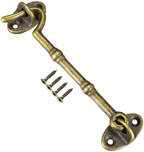 BETOOL Hook and Eye, 1pcs Window Latches Gate Lock Brass Cabin Hooks Window Silent Holder for Shed, Gate or Garage Door, Windows