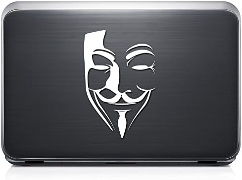 Guy Fawkes Mask Vendetta Anonymous PERMANENT Vinyl Decal Sticker For Laptop Tablet Helmet Windows Wall Decor Car Truck Motorcycle - Size (05 Inch / 13 Cm Tall) - Color (Gloss White)