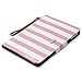 ULAK iPad Air Case, Multi-Angle Rotating Stand Protective Case Cover for Apple iPad Air (2013 Release) with Automatic Wake/Sleep Function (Rose Gold/White Stripes)