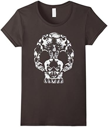 Women's Cat Skull Funny Shirt Cat Lover T-Shirt XL Asphalt
