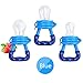 Baby Food Feeder 3 Pack Fresh Fruit Silicone Nipple Teething Toy Reusable Aching Gums Pacifier Blue by Mluchee primary