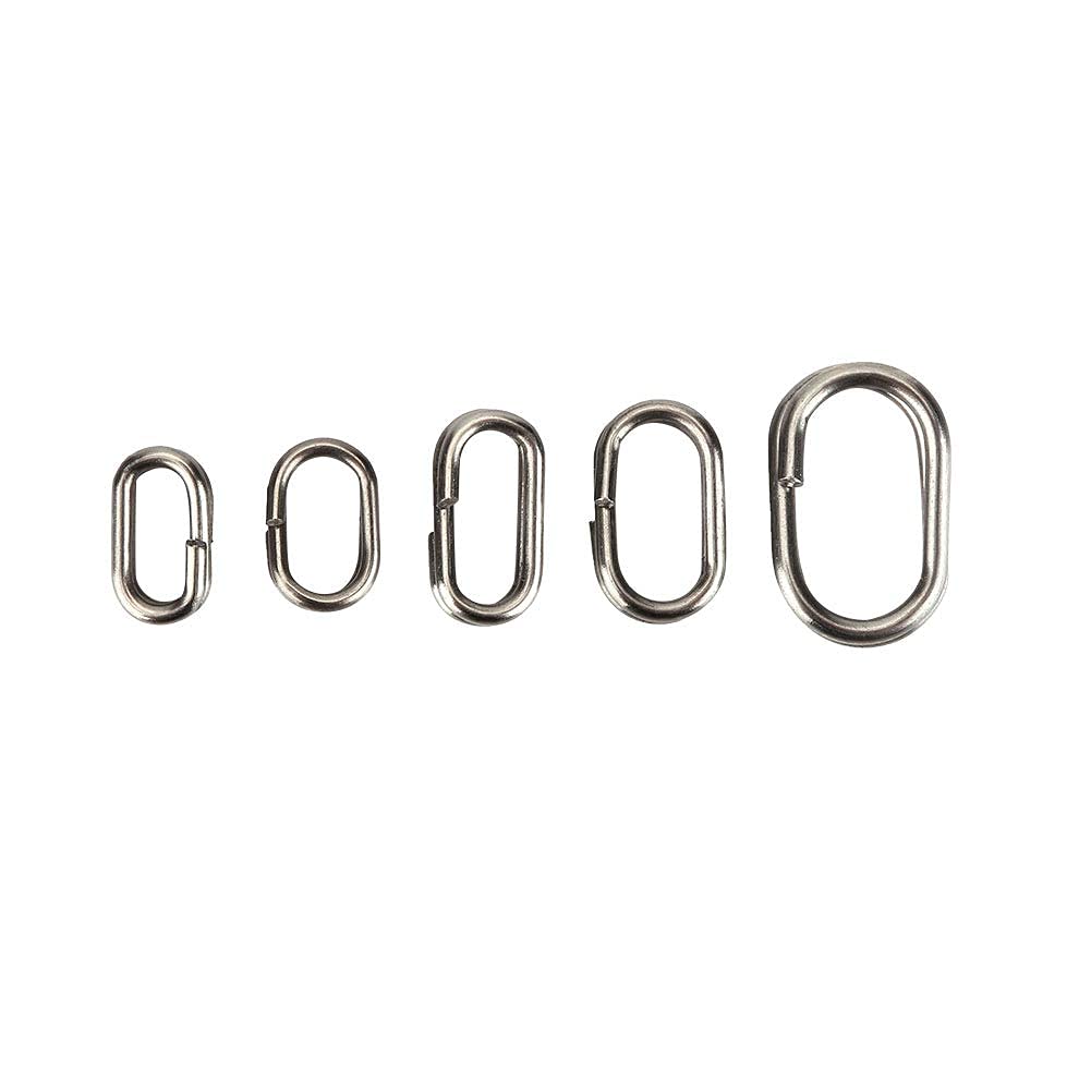Fishing Tackle Snap, Stainless Steel Split Rings Swivel Connectors 180 Pcs 5 Sizes Heavy Duty Corrosion Resistant for Lures Rigs Leaders
