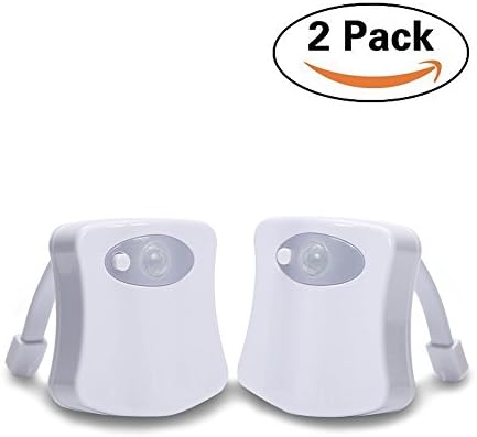 Tanboom LED Toilet Night Light Motion Activated Sensor For Bathroom bowl 8 colors changing 2 pack