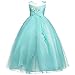 Princess Flower Long Girls Pageant Tutu Dresses Kids Prom Puffy Tulle Dance Party Fall Wedding Bridesmaid Ball Gown Turquoise 10-11 Years