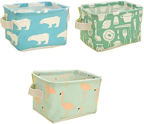 Lannu Foldable Cloth Storage Basket Bins Fabric Collapsible Baskets Cotton Linen Storage Bins for Makeup, Book, Baby Toy,Pack of 3