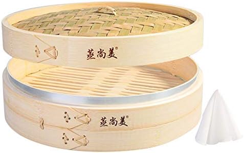 Hcooker 1層キッチン竹スチーマー付きステンレス鋼バンディング用アジア料理パン団子餃子野菜魚米