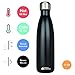 Modern Innovations 17 Ounce Stainless Steel Water Bottles, Vacuum Insulated Double Walled Leak Proof Sports Water Bottle, 1 Pack, Black