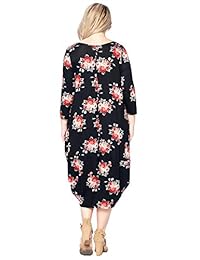 12 Ami Plus tamaño sólido 3 4 manga dobladillo de burbuja bolsillo Midi vestido - fabricado en Estados Unidos