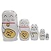 Creative Cute Fortune Cat Lucky Cat Handmade Wooden Russian Nesting Dolls Matryoshka Dolls Set 5 Pieces For Kids Doll Toy Birthday Christmas Gift Home Decoration (White)