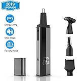 Nose Hair Trimmer Professional Waterproof Ear and Nose Trimmer 4 in 1 USB Rechargeable Nose Trimmer for Men fashionable Electric nose hair clippers Men Women(Black)