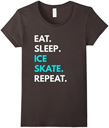 Womens Eat Sleep Ice Skate Repeat t-shirt - Ice Skating Tees Small Asphalt