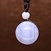 COAI Natural Blue Lace Agate Stone Bead Pendant Adjustable Cord for Girls Women