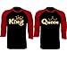 GOLD KING AND QUEEN BASEBALL SHIRTS COUPLE MATCHING RAGLAN 3/4 SLEEVE T-SHIRTS