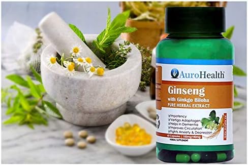 AuroHealth Ginseng Extract + Ginkgo Biloba (100mg+40mg) - 60 Capsules