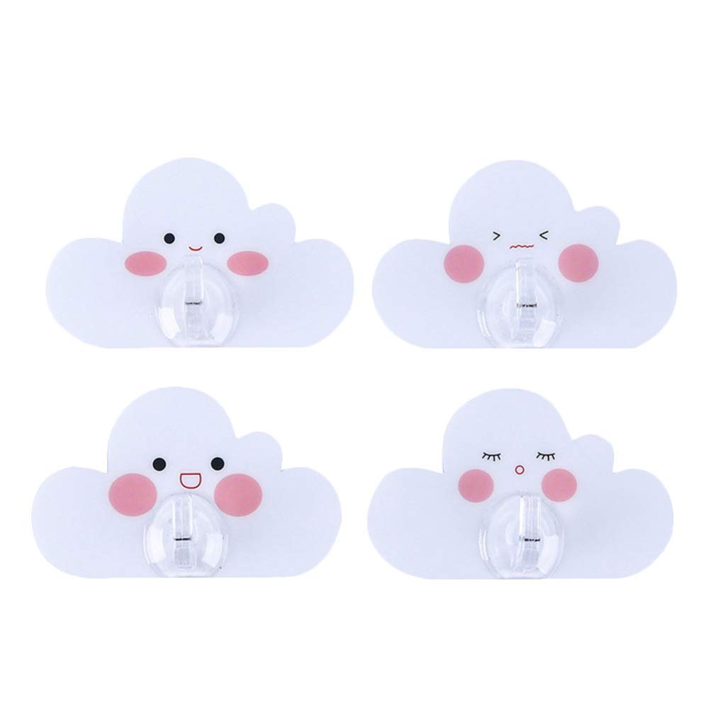 Garneck 4pcs Cute Cloud Wall Hooks Key Hat Coat Clothes Towel Robe Hooks Wall Hangers kids room Wall Decorations
