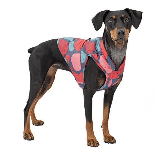 Kurgo Loft Dog Jacket, Reversible Winter Coat for Dogs, Reflective, Wear with Harness, Water Resistant, For Small Medium Large Pets (Lava Lamp, L)