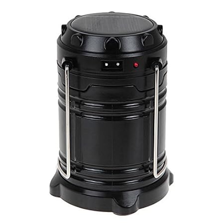 Krevia LED Solar Power Camping Lantern Light Rechargable Collapsible Night Light Outdoor Super Bright Hiking Flashlight