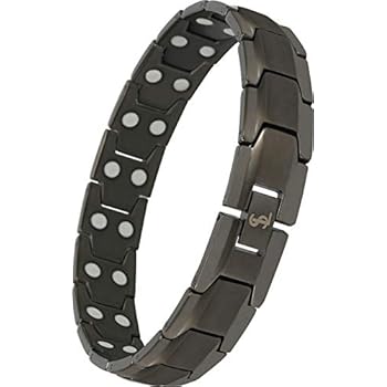 Elegant Men's Double Magnet Wide Titanium Magnetic Therapy Bracelet Pain Relief for Arthritis and Carpal Tunnel (Gunmetal Gray)