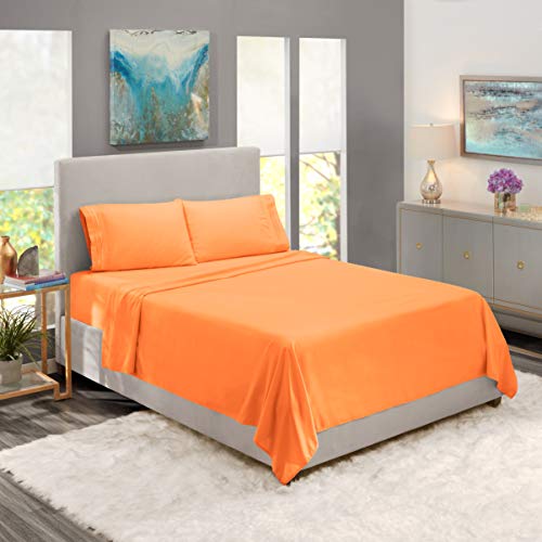 3 Twin+Size+Sheets+Orange+Microfiber