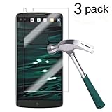 TANTEK YYY32 Bubble-Free, HD-Clear, Anti-Scratch, Anti-Glare, Anti-Fingerprint, Premium Tempered Glass Screen Protector for LG V10-3 Piece