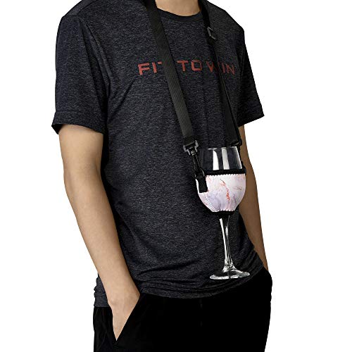 image for CM Hands-free Wine Glass Drink Holder Insulator Neoprene Sleeve with A