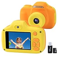 Kids Camera for Boys Girls Gifts with 16GB TF Card, 12MP Selfie 1080P HD Digital Video Camcorder Camera for Children Age 3-12 Shockproof Soft Silicone Mini Child Cameras with Flash (Yellow)