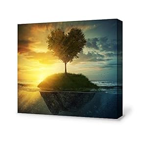 Canvas Wall Art for Living Room,Bedroom Home Artwork Paintings Heart Tree Ready to Hang - 12x12 inches