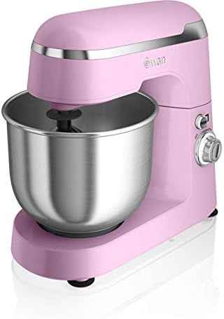 Swan Retro SP25010PN Stand Mixer with 4.2 Litre Bowl - Pink. Designed To Mix Evenly and Without Causing Any Spills