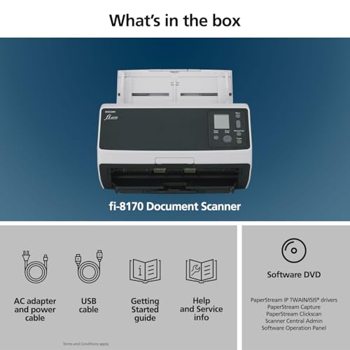 RICOH fi-8170 Premium Bundle Professional High Speed Document Scanner with 4 Years of Service