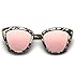 WearMe Pro Womens Cat Eye Mirrored Reflective Lenses Oversized Cateyes Sunglasses (Marble White Frame/Mirror Pink Lens, 54)