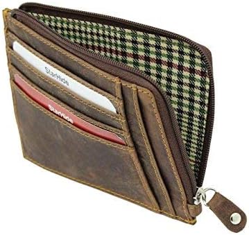 STARHIDE Small Zipped Wallet for Men Women, Brown, 12.5cm x 9.5cm - Image 3