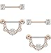 Masedy 2 Pairs 14G 316L Stainless Steel Nipplerings Nipple Tongue Rings Barball CZ Body Piercing Rose Gold