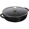 STAUB Cast Iron Sauté Pan, Chistera Lid, Round, 3.7 L, Black, 33 x 31 x 9.5 cm