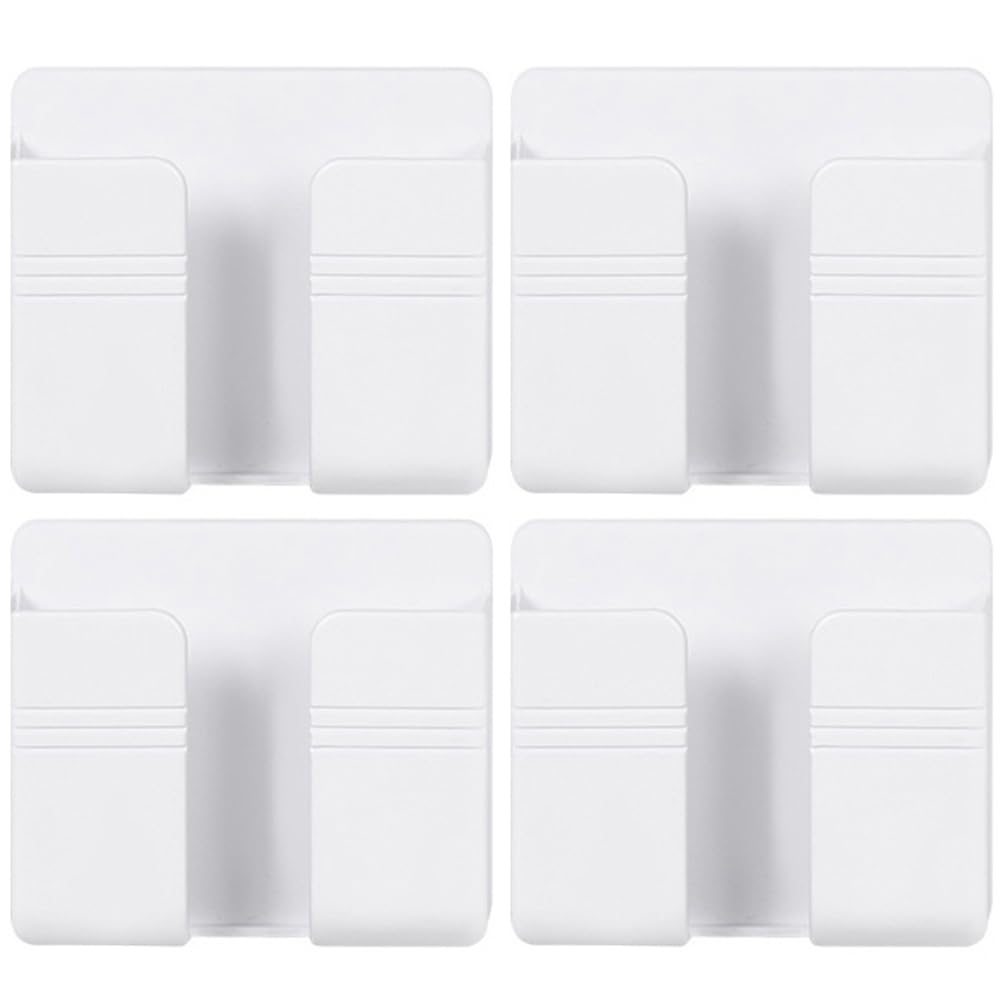 Artibetter 4pcs Remote Control Storage Box Remote Holder Wall Mount Remote Holder for Bed Organizer Storage Rack Tv Plastic Reusable Mobile Rack Cell Phone Abs White Phone Stand