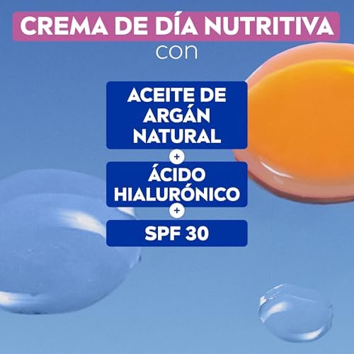 Crema de Día Nutritiva - Crema Facial Hidratante - Hidratanta y Previene las Manchas - Protección Solar PF30 - Aceite de Almendra y Extracto de Magnolia Natural - Piel Seca y Sensible - 50 ml