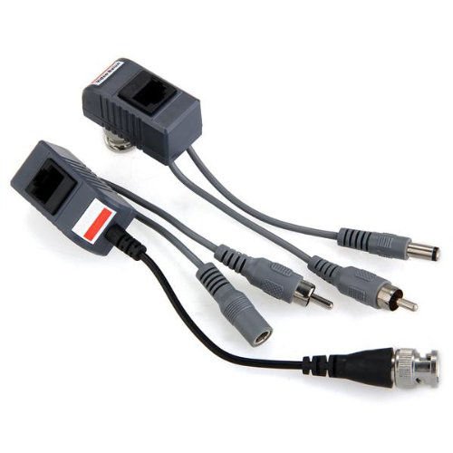 2 Coax Cctv Video Audio Power Balun Transceiver Cat5 Cable Bnc Rj45 Camera
