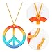 Sunshane 24 Pack Rainbow Peace Sign Necklace Pedant 1960's Hippie Dressing Accessory for Adults Party Favours