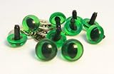 Sassy Bears 7.5mm Translucent Green Cat Reptile Safety Eyes for Bear, Doll, Puppet, Plush Animal and Craft - 10 Pairs