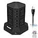 Tower Power Strip Surge Protector 8 AC Outlets with 6 USB Ports Chargers 10 Feet Long Extension Cord Indoor Black-Powerjc