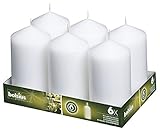 BOLSIUS Set of 6 White Unscented Pillar Candles - Large White Pillar Candle Set for Weddings, Parties and Special Occasion D&eacute;cor - Non-drip White Candles with 65 Hours Burning Time - 3-inch x 6-inch